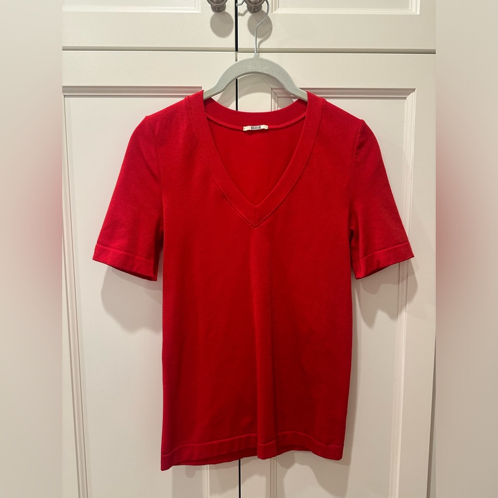 Wolford Red V Neck Short Sleeve Top